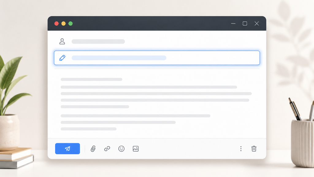 Cold email composer mockup with the subject line field highlighted to emphasize the importance of a strong cold email subject line.
