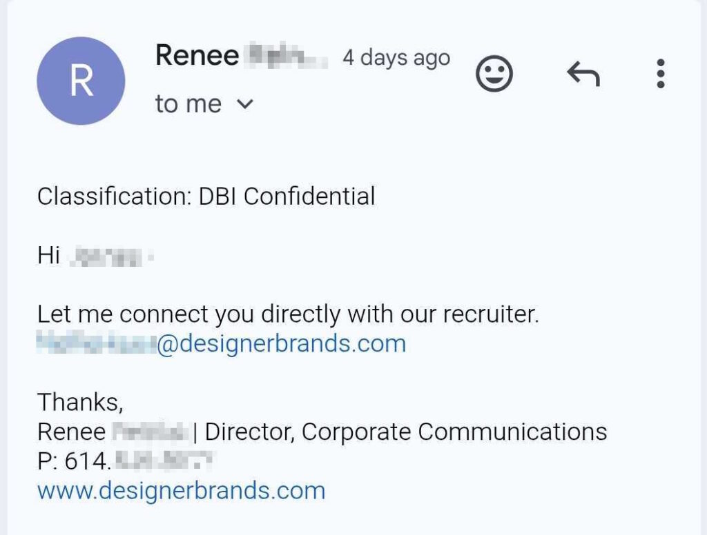 Hiring manager email response