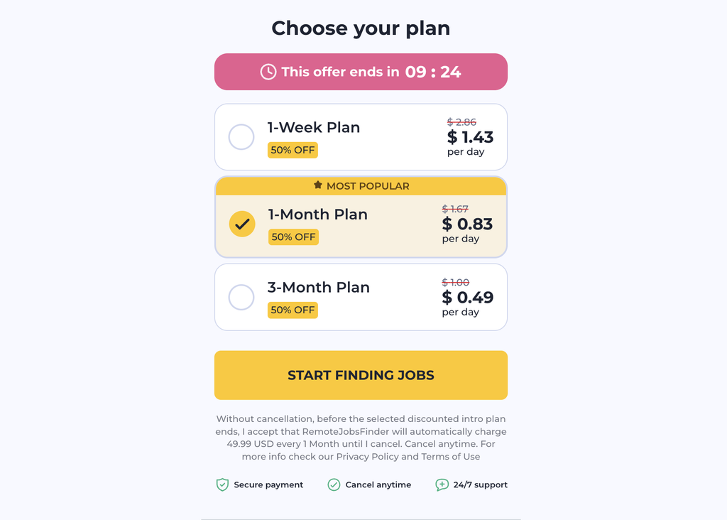 RemoteJobsFinder Pricing